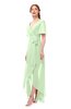 ColsBM Taegan Pale Green Bridesmaid Dresses Hi-Lo Ribbon Short Sleeve V-neck Modern A-line