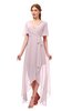 ColsBM Taegan Pale Lilac Bridesmaid Dresses Hi-Lo Ribbon Short Sleeve V-neck Modern A-line