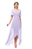 ColsBM Taegan Pastel Lilac Bridesmaid Dresses Hi-Lo Ribbon Short Sleeve V-neck Modern A-line