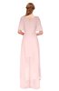 ColsBM Taegan Pastel Pink Bridesmaid Dresses Hi-Lo Ribbon Short Sleeve V-neck Modern A-line