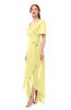 ColsBM Taegan Pastel Yellow Bridesmaid Dresses Hi-Lo Ribbon Short Sleeve V-neck Modern A-line