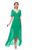 ColsBM Taegan Pepper Green Bridesmaid Dresses Hi-Lo Ribbon Short Sleeve V-neck Modern A-line