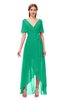 ColsBM Taegan Pepper Green Bridesmaid Dresses Hi-Lo Ribbon Short Sleeve V-neck Modern A-line