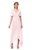 ColsBM Taegan Petal Pink Bridesmaid Dresses Hi-Lo Ribbon Short Sleeve V-neck Modern A-line
