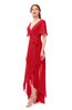 ColsBM Taegan Red Bridesmaid Dresses Hi-Lo Ribbon Short Sleeve V-neck Modern A-line