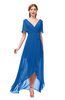ColsBM Taegan Royal Blue Bridesmaid Dresses Hi-Lo Ribbon Short Sleeve V-neck Modern A-line