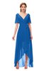 ColsBM Taegan Royal Blue Bridesmaid Dresses Hi-Lo Ribbon Short Sleeve V-neck Modern A-line