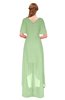 ColsBM Taegan Sage Green Bridesmaid Dresses Hi-Lo Ribbon Short Sleeve V-neck Modern A-line