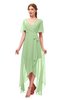 ColsBM Taegan Sage Green Bridesmaid Dresses Hi-Lo Ribbon Short Sleeve V-neck Modern A-line