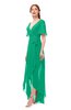 ColsBM Taegan Sea Green Bridesmaid Dresses Hi-Lo Ribbon Short Sleeve V-neck Modern A-line