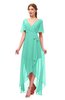 ColsBM Taegan Seafoam Green Bridesmaid Dresses Hi-Lo Ribbon Short Sleeve V-neck Modern A-line