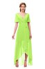ColsBM Taegan Sharp Green Bridesmaid Dresses Hi-Lo Ribbon Short Sleeve V-neck Modern A-line