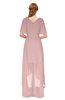 ColsBM Taegan Silver Pink Bridesmaid Dresses Hi-Lo Ribbon Short Sleeve V-neck Modern A-line