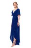 ColsBM Taegan Sodalite Blue Bridesmaid Dresses Hi-Lo Ribbon Short Sleeve V-neck Modern A-line