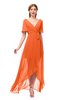 ColsBM Taegan Tangerine Bridesmaid Dresses Hi-Lo Ribbon Short Sleeve V-neck Modern A-line