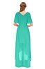 ColsBM Taegan Viridian Green Bridesmaid Dresses Hi-Lo Ribbon Short Sleeve V-neck Modern A-line