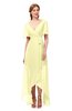 ColsBM Taegan Wax Yellow Bridesmaid Dresses Hi-Lo Ribbon Short Sleeve V-neck Modern A-line