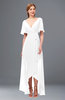 ColsBM Taegan White Bridesmaid Dresses Hi-Lo Ribbon Short Sleeve V-neck Modern A-line