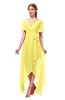 ColsBM Taegan Yellow Iris Bridesmaid Dresses Hi-Lo Ribbon Short Sleeve V-neck Modern A-line