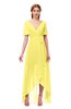 ColsBM Taegan Yellow Iris Bridesmaid Dresses Hi-Lo Ribbon Short Sleeve V-neck Modern A-line