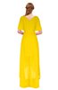 ColsBM Taegan Yellow Bridesmaid Dresses Hi-Lo Ribbon Short Sleeve V-neck Modern A-line