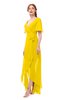 ColsBM Taegan Yellow Bridesmaid Dresses Hi-Lo Ribbon Short Sleeve V-neck Modern A-line