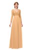 ColsBM Cyan Apricot Bridesmaid Dresses Sexy A-line Long Sleeve V-neck Backless Floor Length