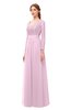 ColsBM Cyan Baby Pink Bridesmaid Dresses Sexy A-line Long Sleeve V-neck Backless Floor Length