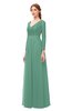 ColsBM Cyan Beryl Green Bridesmaid Dresses Sexy A-line Long Sleeve V-neck Backless Floor Length
