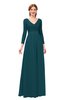 ColsBM Cyan Blue Green Bridesmaid Dresses Sexy A-line Long Sleeve V-neck Backless Floor Length