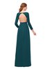 ColsBM Cyan Blue Green Bridesmaid Dresses Sexy A-line Long Sleeve V-neck Backless Floor Length