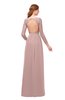 ColsBM Cyan Blush Pink Bridesmaid Dresses Sexy A-line Long Sleeve V-neck Backless Floor Length