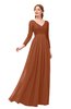 ColsBM Cyan Bombay Brown Bridesmaid Dresses Sexy A-line Long Sleeve V-neck Backless Floor Length