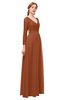 ColsBM Cyan Bombay Brown Bridesmaid Dresses Sexy A-line Long Sleeve V-neck Backless Floor Length