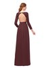 ColsBM Cyan Burgundy Bridesmaid Dresses Sexy A-line Long Sleeve V-neck Backless Floor Length