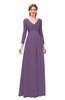 ColsBM Cyan Chinese Violet Bridesmaid Dresses Sexy A-line Long Sleeve V-neck Backless Floor Length