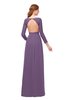 ColsBM Cyan Chinese Violet Bridesmaid Dresses Sexy A-line Long Sleeve V-neck Backless Floor Length