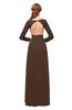 ColsBM Cyan Chocolate Brown Bridesmaid Dresses Sexy A-line Long Sleeve V-neck Backless Floor Length