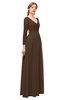 ColsBM Cyan Chocolate Brown Bridesmaid Dresses Sexy A-line Long Sleeve V-neck Backless Floor Length