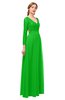 ColsBM Cyan Classic Green Bridesmaid Dresses Sexy A-line Long Sleeve V-neck Backless Floor Length