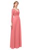 ColsBM Cyan Coral Bridesmaid Dresses Sexy A-line Long Sleeve V-neck Backless Floor Length