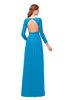ColsBM Cyan Cornflower Blue Bridesmaid Dresses Sexy A-line Long Sleeve V-neck Backless Floor Length