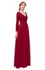 ColsBM Cyan Dark Red Bridesmaid Dresses Sexy A-line Long Sleeve V-neck Backless Floor Length