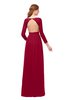 ColsBM Cyan Dark Red Bridesmaid Dresses Sexy A-line Long Sleeve V-neck Backless Floor Length