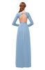 ColsBM Cyan Dusty Blue Bridesmaid Dresses Sexy A-line Long Sleeve V-neck Backless Floor Length