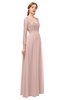 ColsBM Cyan Dusty Rose Bridesmaid Dresses Sexy A-line Long Sleeve V-neck Backless Floor Length
