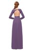 ColsBM Cyan Eggplant Bridesmaid Dresses Sexy A-line Long Sleeve V-neck Backless Floor Length