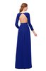 ColsBM Cyan Electric Blue Bridesmaid Dresses Sexy A-line Long Sleeve V-neck Backless Floor Length