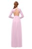 ColsBM Cyan Fairy Tale Bridesmaid Dresses Sexy A-line Long Sleeve V-neck Backless Floor Length