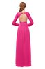 ColsBM Cyan Fandango Pink Bridesmaid Dresses Sexy A-line Long Sleeve V-neck Backless Floor Length